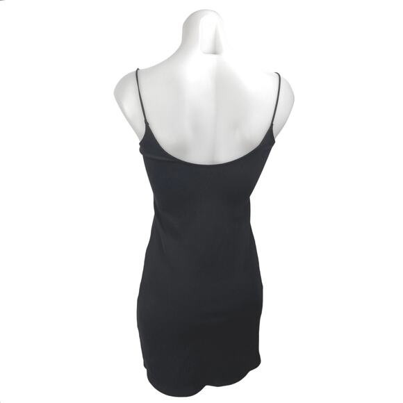 Abercrombie & Fitch Black Rib Knit Sleeveless Cami Mini Bodycon Tank Dress Sz S - Picture 2 of 4